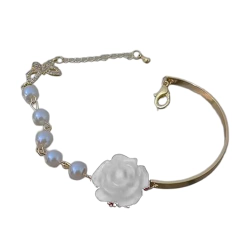 Trufolxiaz Mode Rose Imitation Pearls Designs Armband Tragbare Dekoration Für Partys Vorräte Und Alltägliches Casual Wear Stylish Armband von Trufolxiaz