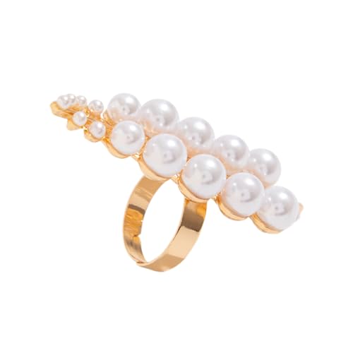Trufolxiaz Offene Fingerringe Mit Nachahmung Perlen Verstellbare Knöchelringe Frauen Accessoires Stylish Geschenk Für Schmuckliebhaber Mode Stapelringe von Trufolxiaz