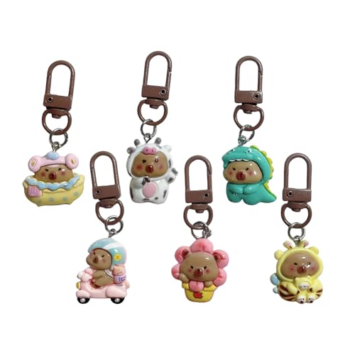 Trufolxiaz Packung 5/6 Capybaras Bag Charme Harz Cartoon Ornament Keychain Capybaras Schlüsselanhänger Für Verschiedene Gelegenheit Modische Capybara Schlüsselrunde Geeignet von Trufolxiaz