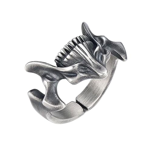 Trufolxiaz Personalisierte Männer Punk Schädel Ringe Punk Retro Herrenschädel Ringe Silber Coolringe Schmuckzubehör Herrenschädelringe von Trufolxiaz