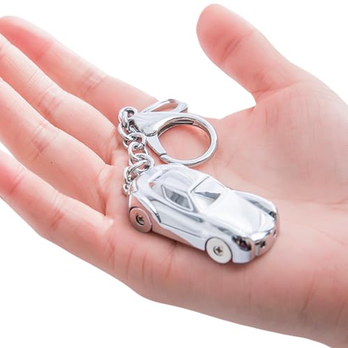 Trufolxiaz Realistischer Silbermetallauto Schlüsselbund Compact Car Inspired Metal Keychain Charme Für Den Täglichen Gebrauch Und Besondere Anlässe Dekorativer Schlüsselbund von Trufolxiaz