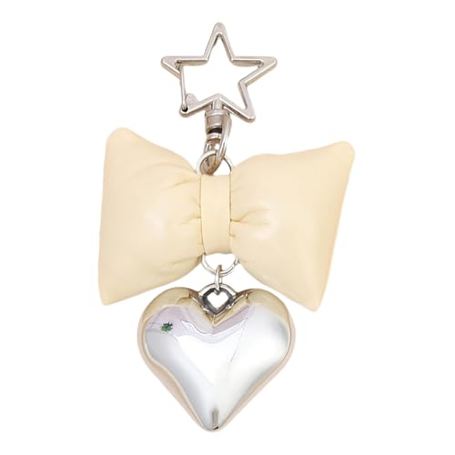 Trufolxiaz Schöne PU Leder Bowknot Herz Keychain Anhängertasche Telefon Anhänger Frauen Rucksack Handtasche Charme Schöne Dekoration Car Schlüsselringdekoration Für Frauen Mädchen von Trufolxiaz