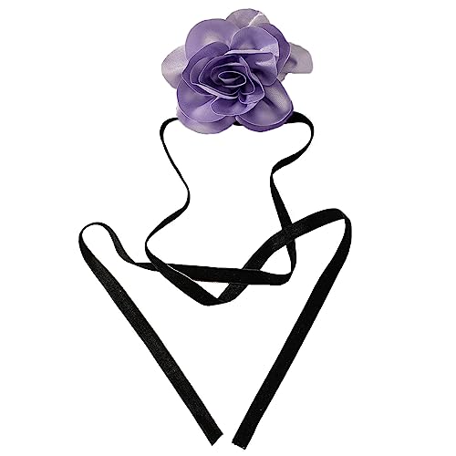 Trufolxiaz Schwarz Rose Blumenkragen Samtkette Kette Kleine Duft Windschlüsselkettenketten Temperament Ribbon Halskette Choker Rot Rose Blumen Halsketten Für Frauen von Trufolxiaz