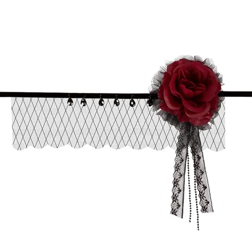 Trufolxiaz Soft Tulle Rose Kopfbedeckung Accessoire Mysterious Rose Tulle Haarteil Für Maskeraden Tanz Und Halloween Feierlichkeiten Haare Für Stilvolle Halloween Outfit Komplement von Trufolxiaz