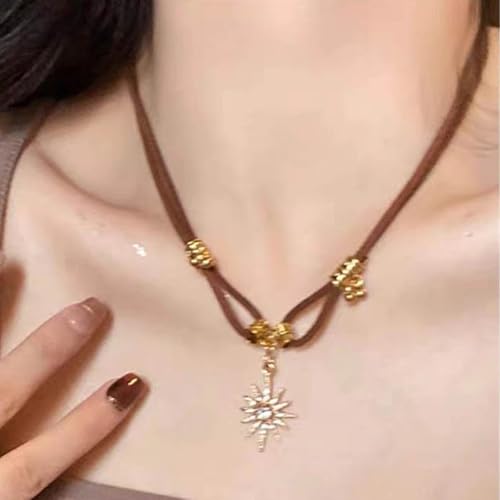 Trufolxiaz Vintage Naturstein Perlen Armbänder Metall Star Anhänger Halskette Charme Schmuck Perlen Textur Für Frauen Natursteinperlen Armband von Trufolxiaz