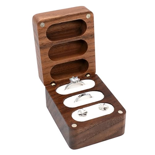 Trufolxiaz Walnut Holzschmuck Organisatoren Box Ohrringe Und Ringe Display Hülle Hochzeitsringe Lagerbehälter Für Frauen Mädchen Schmuckausstellungsständer von Trufolxiaz