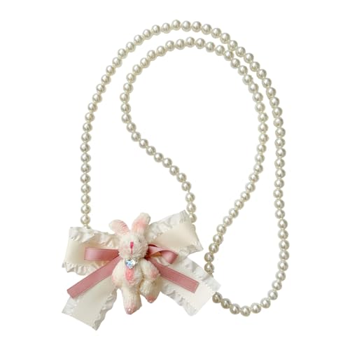 Universelle Imitation Perlen Telefon Lanyard Telefon Deckung Halshängegurt Langkette Mit Plüschiger Kaninchenpuppe von Trufolxiaz