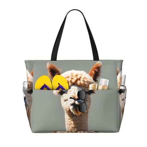 Duck Flock Game geräumige Strand-Reisetasche mit großem Fassungsvermögen – faltbare Strandtasche mit Reißverschluss, Alpaka Avatar, Einheitsgröße von Trukd