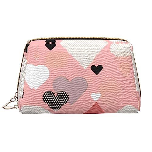 Little Red Heart Make-up-Tasche, Organizer, Kulturbeutel, Kosmetiktasche, Reißverschluss, Pinsel-Aufbewahrungskoffer (groß), Abstraktes Liebesdiagramm, Einheitsgröße von Trukd