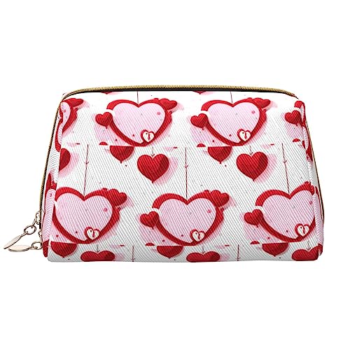 Little Red Heart Make-up-Tasche, Organizer, Kulturbeutel, Kosmetiktasche, Reißverschluss, Pinsel-Aufbewahrungskoffer (groß), Kleines rotes Herz, Einheitsgröße von Trukd