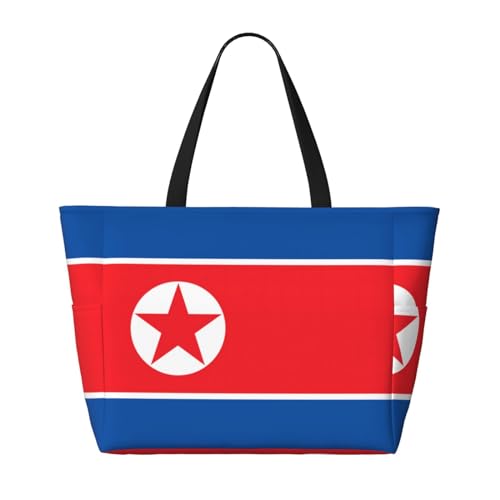 Strandtasche mit koreanischer Flagge, faltbar, geräumig, Strandtasche mit Reißverschluss, Schwarz, Einheitsgröße, Schwarz , Einheitsgröße von Trukd