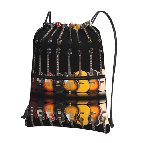 Trukd Rucksack mit Kordelzug und Reißverschluss – vielseitiges, langlebiges und stilvolles Design für den täglichen Gebrauch, E-Gitarre, Einheitsgröße, Tagesrucksäcke von Trukd