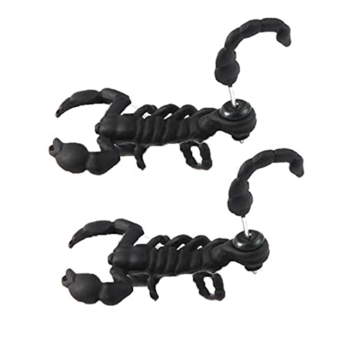 Trukorwuzi Punk Ohrringe Kreative Scorpion Form Piercing Tier Ohrringe Mode Doppelseitige Bolzen Halloween Seltsame Ohrringe Für Frauen Männer 2 stücke Schwarz Exquisite Ohrringe von Trukorwuzi