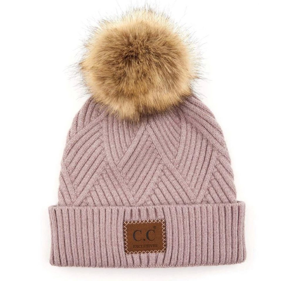 Truly Contagious Strickmütze CC Criss-Cross Beanie mit Kunstpelz-Bommel Gefertigt aus weichem, wärmendem Material für maximalen Komfort Truly Contagious Strickmütze CC Criss-Cross Beanie mit Kunstpelz-Bommel Gefertigt aus weichem, wärmendem Material für maximalen Komfort von Truly Contagious