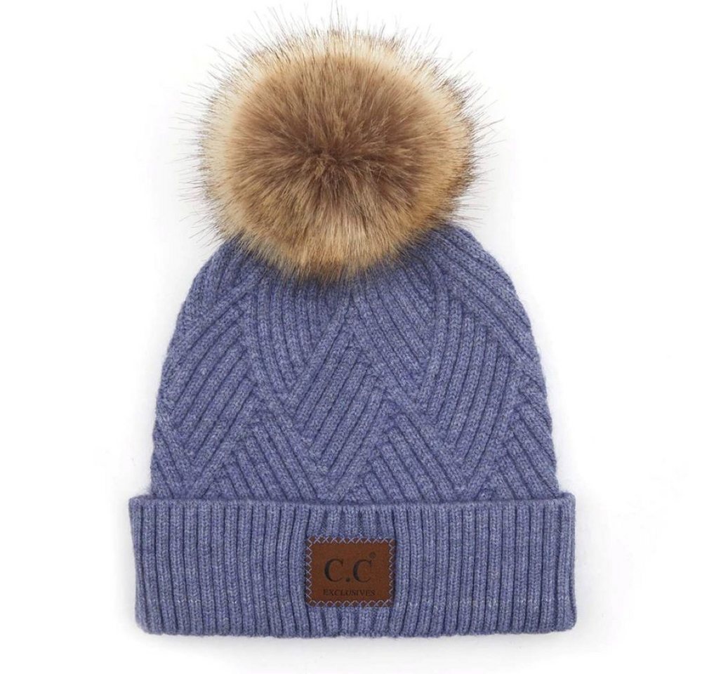 Truly Contagious Strickmütze CC Criss-Cross Beanie mit Kunstpelz-Bommel Gefertigt aus weichem, wärmendem Material für maximalen Komfort Truly Contagious Strickmütze CC Criss-Cross Beanie mit Kunstpelz-Bommel Gefertigt aus weichem, wärmendem Material für maximalen Komfort von Truly Contagious