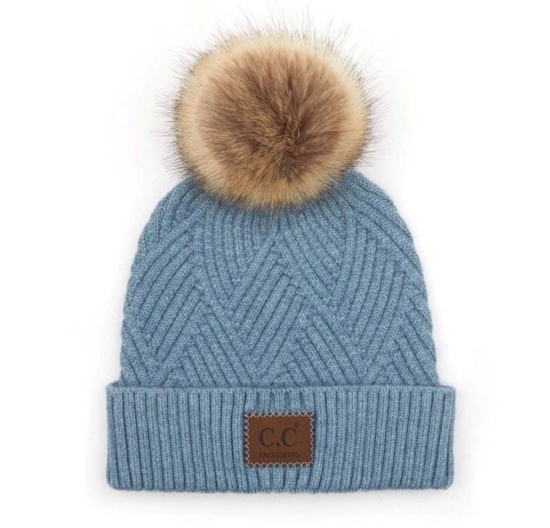 Truly Contagious Strickmütze CC Criss-Cross Beanie mit Kunstpelz-Bommel Gefertigt aus weichem, wärmendem Material für maximalen Komfort Truly Contagious Strickmütze CC Criss-Cross Beanie mit Kunstpelz-Bommel Gefertigt aus weichem, wärmendem Material für maximalen Komfort von Truly Contagious