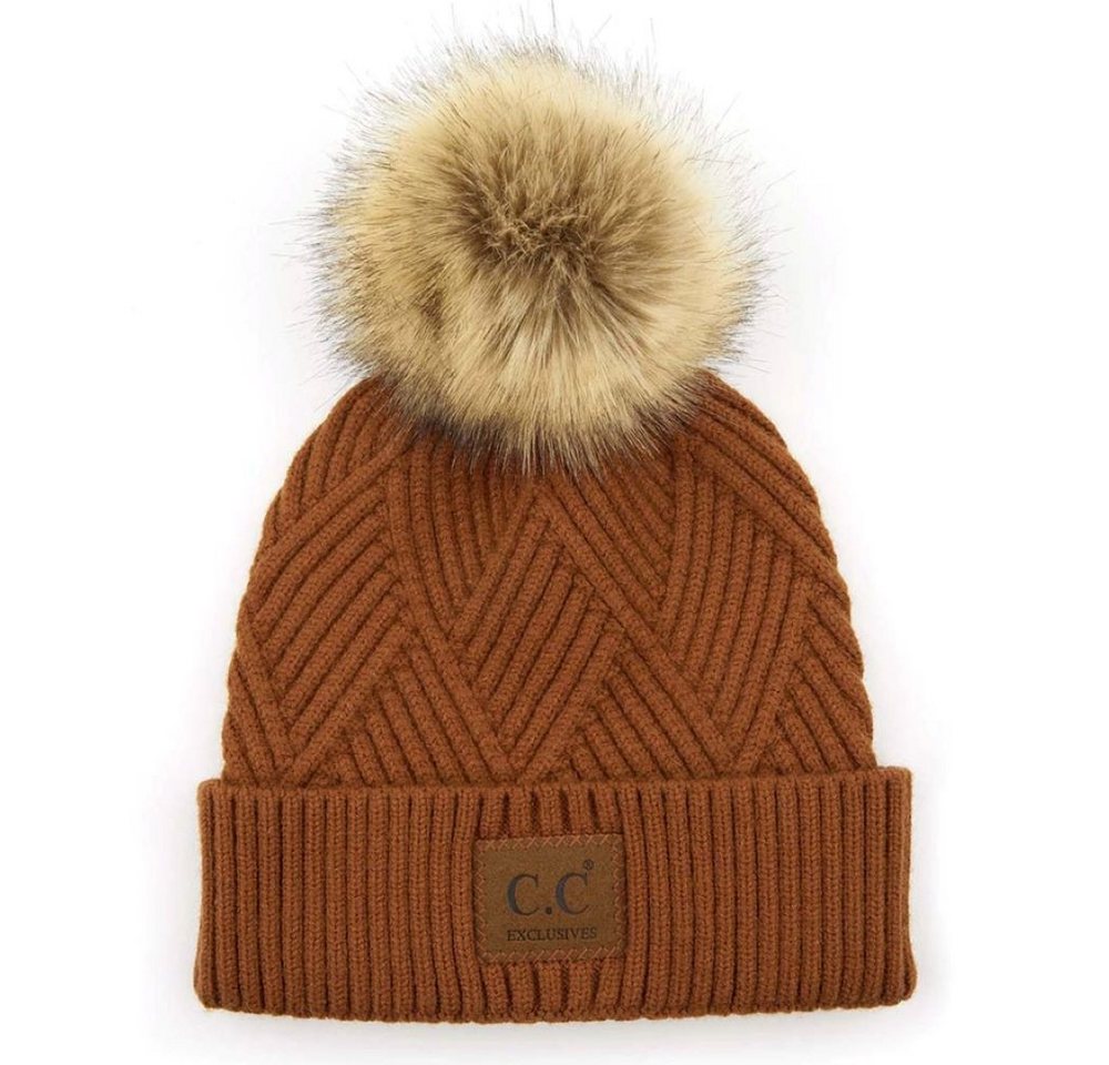 Truly Contagious Strickmütze CC Criss-Cross Beanie mit Kunstpelz-Bommel Gefertigt aus weichem, wärmendem Material für maximalen Komfort Truly Contagious Strickmütze CC Criss-Cross Beanie mit Kunstpelz-Bommel Gefertigt aus weichem, wärmendem Material für maximalen Komfort von Truly Contagious