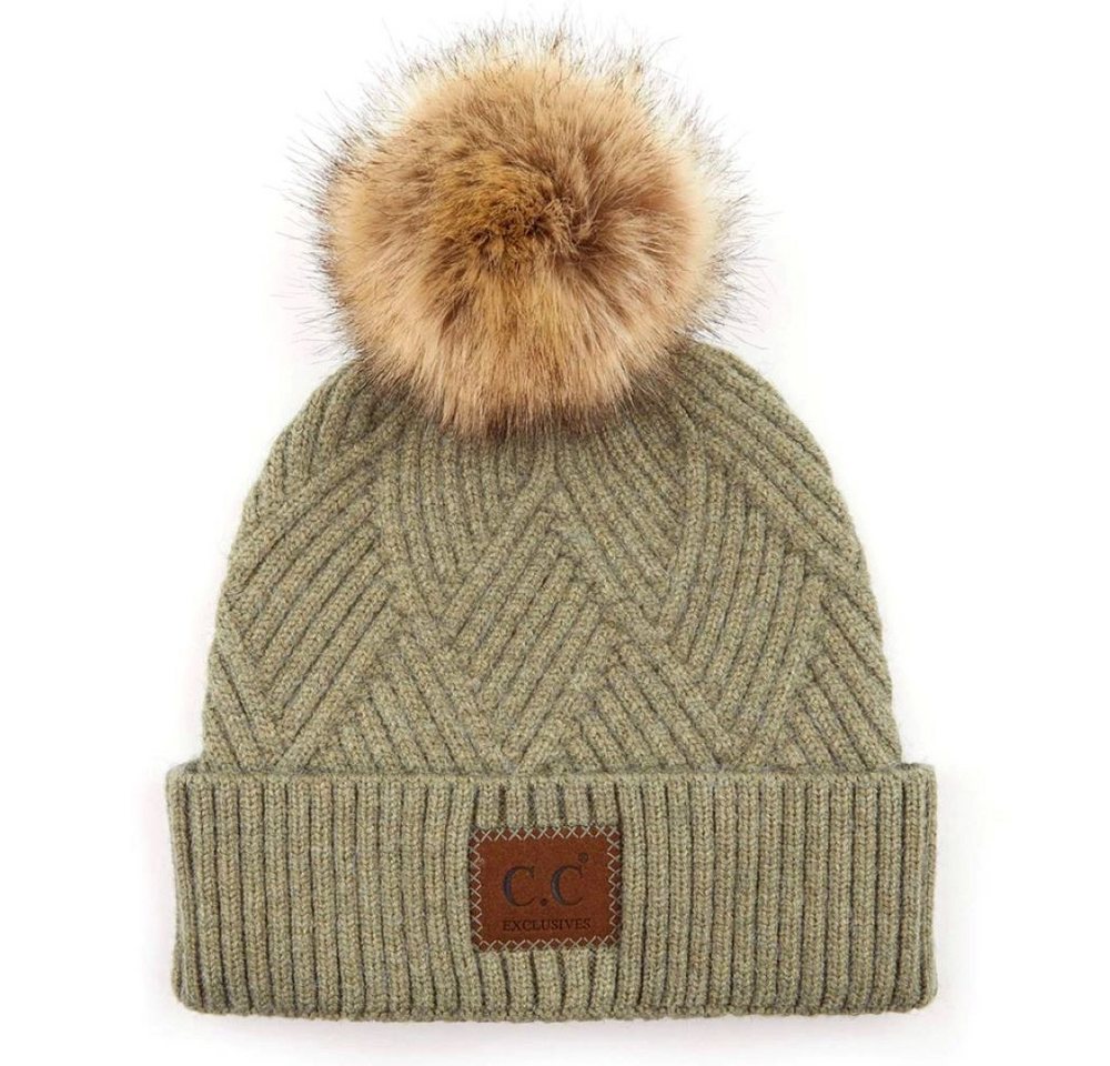 Truly Contagious Strickmütze CC Criss-Cross Beanie mit Kunstpelz-Bommel Gefertigt aus weichem, wärmendem Material für maximalen Komfort Truly Contagious Strickmütze CC Criss-Cross Beanie mit Kunstpelz-Bommel Gefertigt aus weichem, wärmendem Material für maximalen Komfort von Truly Contagious
