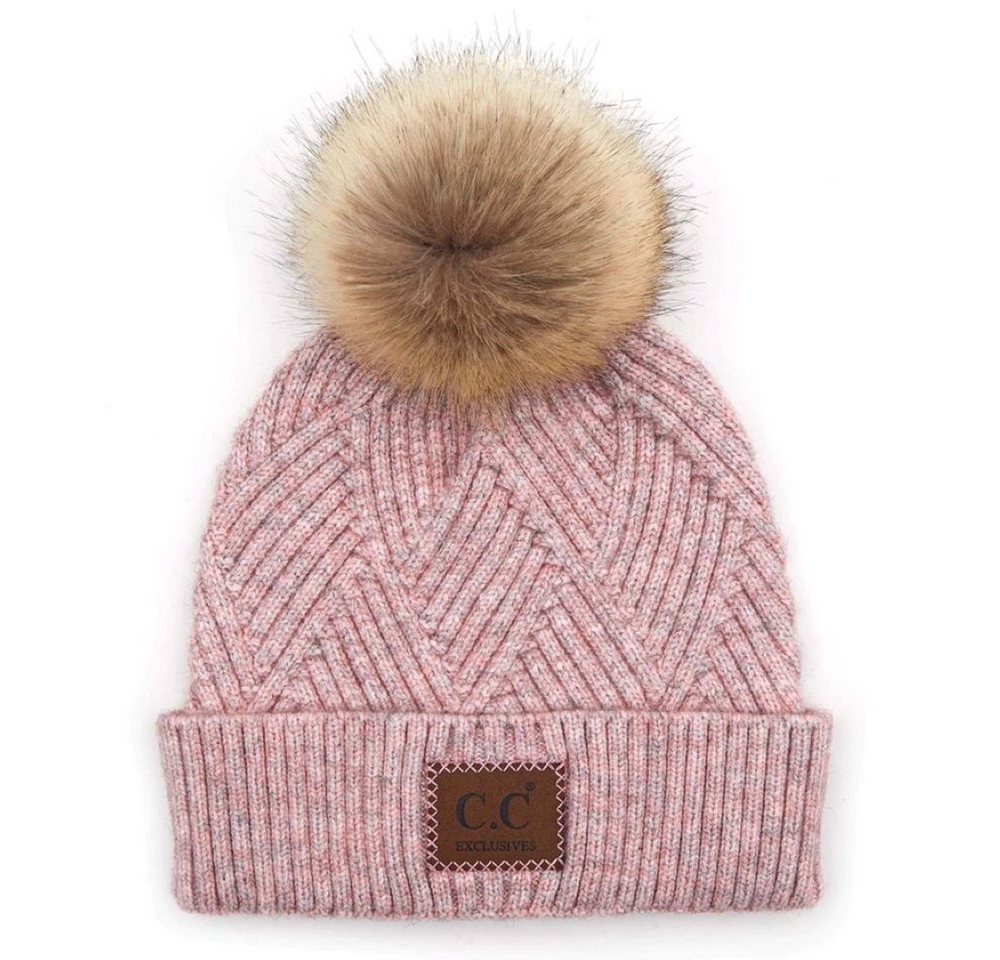 Truly Contagious Strickmütze CC Criss-Cross Beanie mit Kunstpelz-Bommel Gefertigt aus weichem, wärmendem Material für maximalen Komfort Truly Contagious Strickmütze CC Criss-Cross Beanie mit Kunstpelz-Bommel Gefertigt aus weichem, wärmendem Material für maximalen Komfort von Truly Contagious