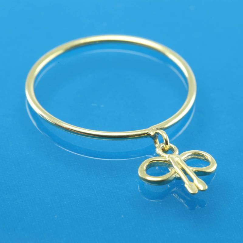 14K Zierlicher Band Baumelnder Ring - Geschenk Für Tochter Süßes Mädchen Freie Größenänderung von TrulyFineJewelry