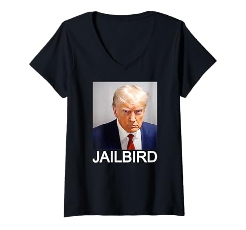 Damen Trump Mugshot Jailbird T-Shirt mit V-Ausschnitt von Trump 20-24 Years In Prison Mugshot
