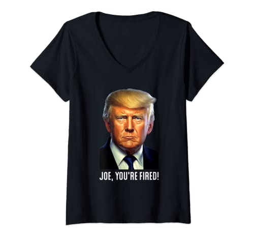 Damen Donald Trump - Joe, You're Fired! - Lustiger Trump 2024 T-Shirt mit V-Ausschnitt Damen Donald Trump - Joe, You're Fired! - Lustiger Trump 2024 T-Shirt mit V-Ausschnitt von Trump Fires Biden 2024