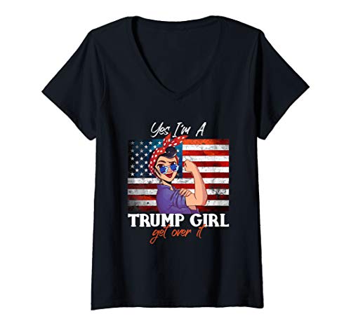 Damen Yes I'm A Trump Girl Get Over It - Trump 2020 Supporter T-Shirt mit V-Ausschnitt Damen Yes I'm A Trump Girl Get Over It - Trump 2020 Supporter T-Shirt mit V-Ausschnitt von Trump Girl - Trump Supporter 2020 - DressedForDuty