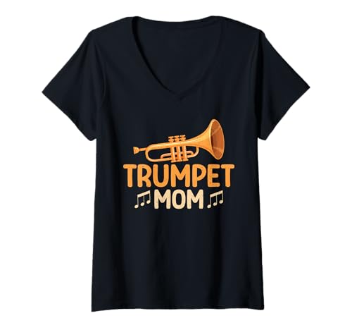 Damen Trompete Mama Trompete T-Shirt mit V-Ausschnitt von Trumpet Gifts & Trumpet Player Gifts