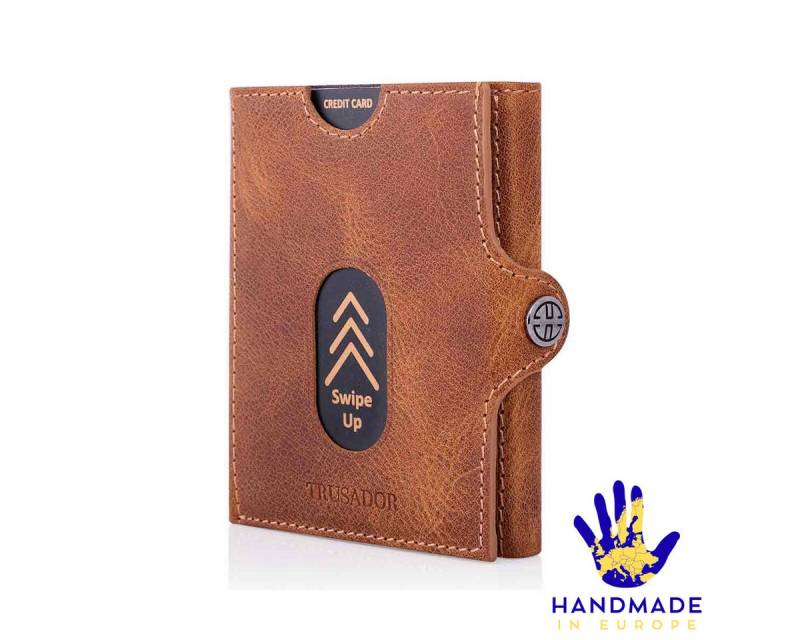 Trusador Mini Geldbörse 'Valencia' - Unisex Slim Wallet - kleiner Leder-Geldbeutel - Münzfach (Handmade, Handarbeit - Made in Europe), Vollnarbenleder, besonders klein, Handarbeit von Trusador