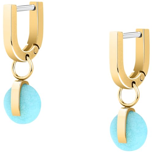 TRUSSARDI Damenohrringe aus Stahl, Anhänger mit blauem Stein, T-ROUND Kollektion - TJAYF11 von Trussardi