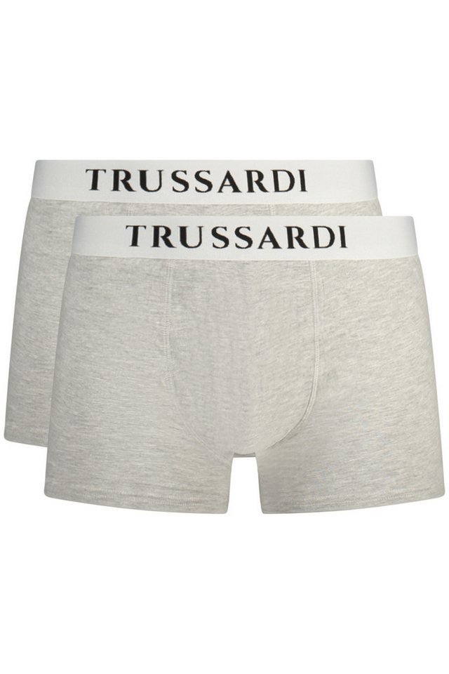 Trussardi Boxershorts Graue Herren Boxershorts im Doppelpack, elastisch, mit Logo-Druck von Trussardi