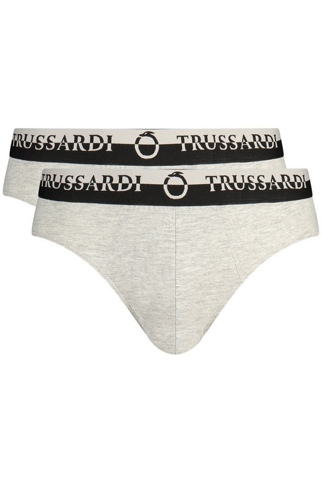 Trussardi Boxershorts Grauer Herren-Slip im Doppelpack: Elastikbund & Logo-Druck von Trussardi