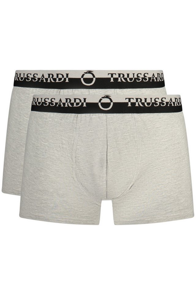 Trussardi Boxershorts Herren Boxershorts Grau Doppelpack - Elastisch mit Logo-Print von Trussardi
