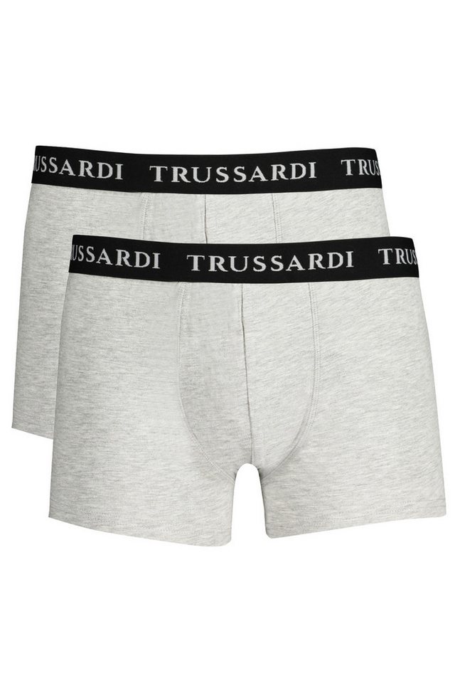 Trussardi Boxershorts Herren Boxershorts Grau im Doppelpack mit Elastikbund & Druck von Trussardi