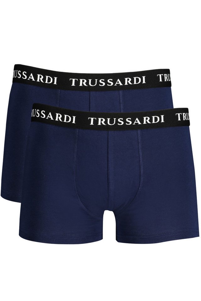 Trussardi Boxershorts Hochwertige blaue Herren Boxershorts im Doppelpack mit Marken-Gummibun von Trussardi