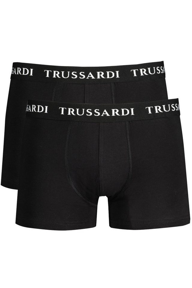 Trussardi Boxershorts Schwarze Herren Boxershorts im Zweierpack mit Gummibund und Print von Trussardi
