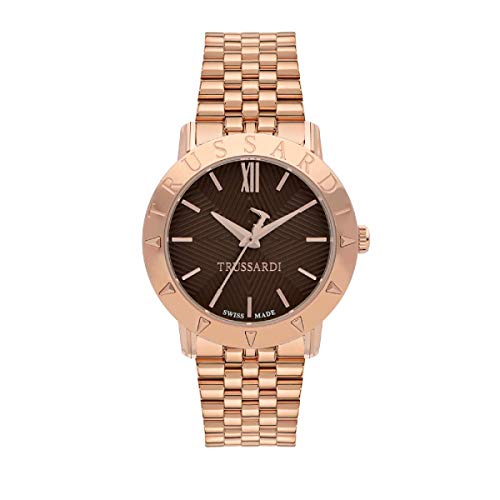 TRUSSARDI Damen Datum klassisch Quarz Uhr mit Edelstahl Armband R2453108501 von Trussardi