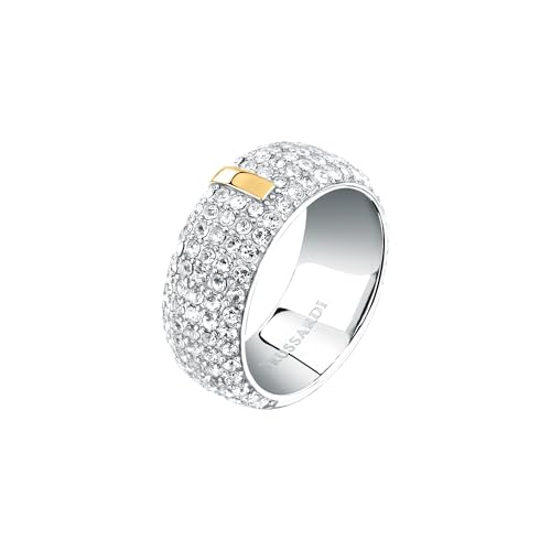 Trussardi Damenring aus Stahl, Bandkristalle mit goldenen Details, T-ROUND Kollektion Trussardi Damenring aus Stahl, Bandkristalle mit goldenen Details, T-ROUND Kollektion von Trussardi