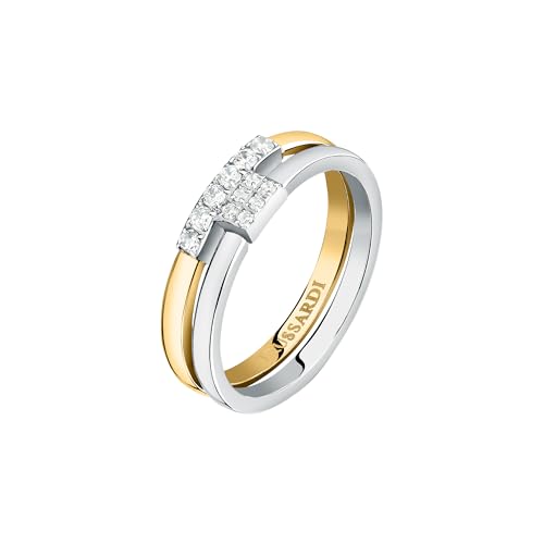 TRUSSARDI T-Logo Damenring aus Stahl, Zirkone – TJAXC41012 von Trussardi