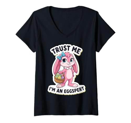 Damen Trust Me I'm An Eggspert Lustiges Osterhasen-Ei für Mädchen T-Shirt mit V-Ausschnitt Damen Trust Me I'm An Eggspert Lustiges Osterhasen-Ei für Mädchen T-Shirt mit V-Ausschnitt von Trust Me I'm An Eggspert Bunny Rabbit Girls Merch