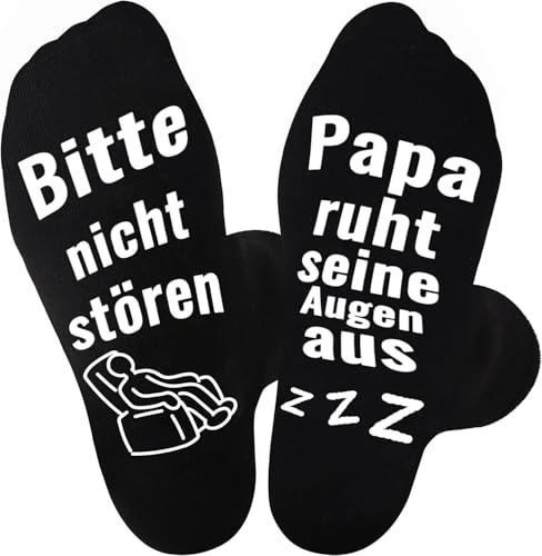Trustnice Papa Geschenk Geburtstag Socken mit Spruch Ich Bin Nicht Am Schlafen Ich Ruhe Nur Meine Augen Aus,Lustige Socken für Opa Männer Weihnachts Erntedankfest Vatertag Geschenk (Schwarz-Papa ruht) von Trustnice