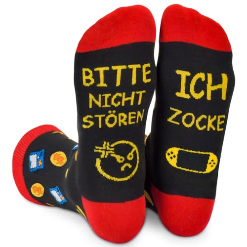 Trustnice Lustige Gaming Socken Gamer Geschenk Mit Spruch Bitte Nicht Stören Ich Zocke Zocken Socken Lustig Neuheit Geburtstag Geschenke Für Zocker Männer Jungs Damen Spieler (Baumwolle, Rot) von Trustnice