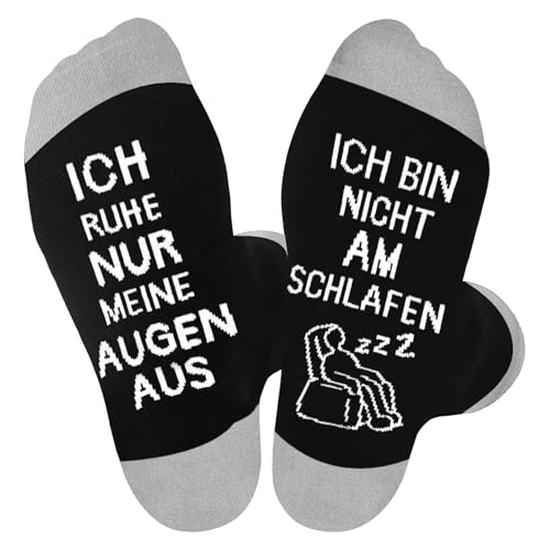 Trustnice Papa Geschenk Geburtstag Socken mit Spruch Ich Bin Nicht Am Schlafen Ich Ruhe Nur Meine Augen Aus,Lustige Socken für Opa Männer Weihnachts Erntedankfest Vatertag Geschenk (Grau) von Trustnice