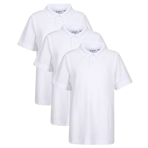Trutex Basics 3er Pack reguläre Passform, kurzärmlige Schulpoloshirts für Jungen und Mädchen (2 16 Jahre), Unisex Poloshirts für Jungen und Mädchen, ideal für Sport Sets echte Schuluniform, weiß von Trutex
