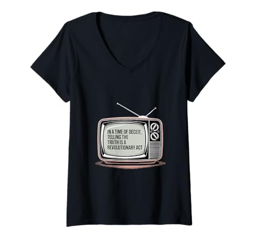 Damen Truth Movement Speak Out Media Control Aktivismus Retro T-Shirt mit V-Ausschnitt von Truth Movement Speak Out