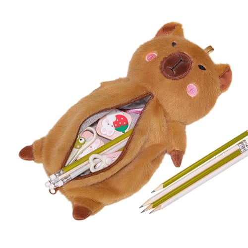 Trveqhk Capybara Federmäppchen, Plüsch-Capybara-Federmäppchen, Aufbewahrungstasche, niedliches Schreibwaren-Make-up-Tasche, großer Stifthalter, Schulbedarf für Schule, Büro, Reisen, Einzelnes von Trveqhk
