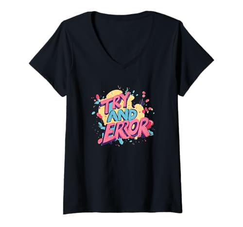 Damen Lebendiges Try and Error Kostüm T-Shirt mit V-Ausschnitt Damen Lebendiges Try and Error Kostüm T-Shirt mit V-Ausschnitt von Try and Error Outfit