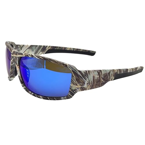 Polarisierte Sonnenbrille für Herren, Jagd-Sonnenbrille mit TR90-Camouflage-Rahmen, Angelbrille, um Fische im Wasser zu sehen, UV-Schutz, Jagd, reduziert, Blau / Camouflage, Einheitsgröße Polarisierte Sonnenbrille für Herren, Jagd-Sonnenbrille mit TR90-Camouflage-Rahmen, Angelbrille, um Fische im Wasser zu sehen, UV-Schutz, Jagd, reduziert, Blau / Camouflage, Einheitsgröße von Tryway