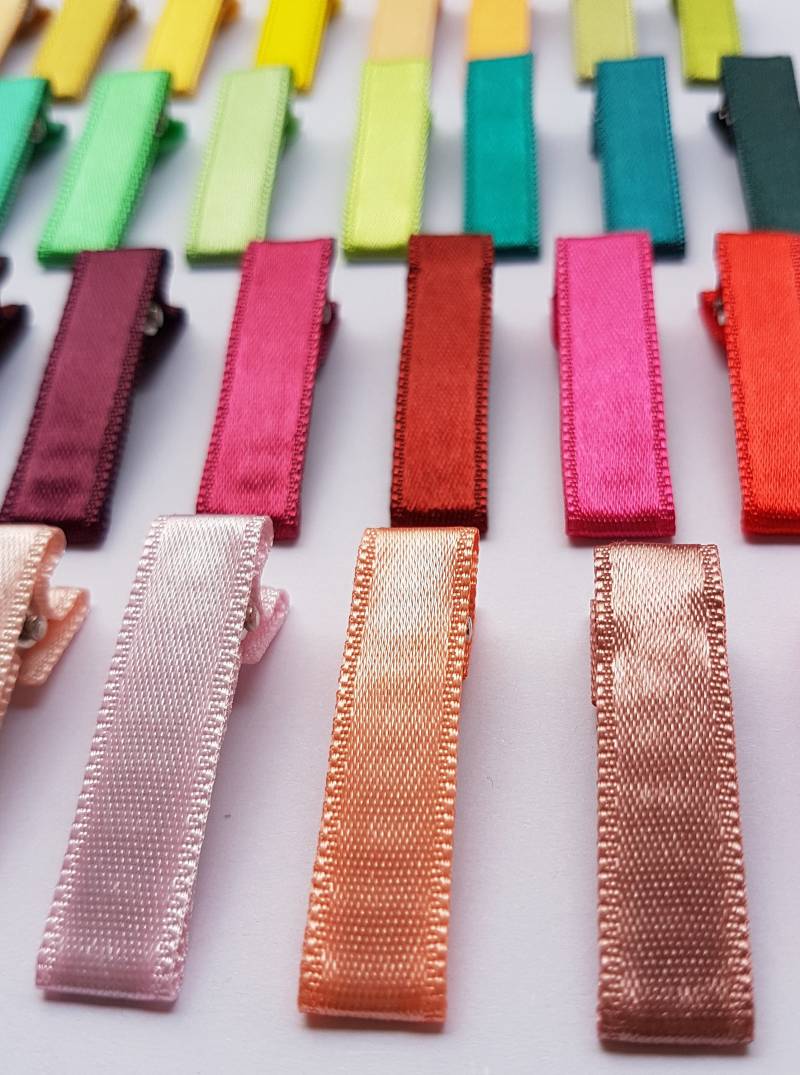 2Er-Set - 120 Stück Satinband-Haarspangen, Mädchen-Haarspangen-Set, Bunte Haarspangen, Kinder-Haarspangen, Gefütterte Krokodilklemmen von TsBCreationStore