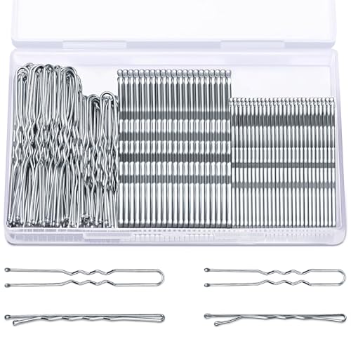 TsMADDTs Haarnadel-Set, silberfarbene Haarnadeln für Damen, 100 Stück U-förmige Haarnadeln für Dutts, silberne Haarnadeln für Haarstyling mit Box, 6,1 cm und 5,1 cm von TsMADDTs